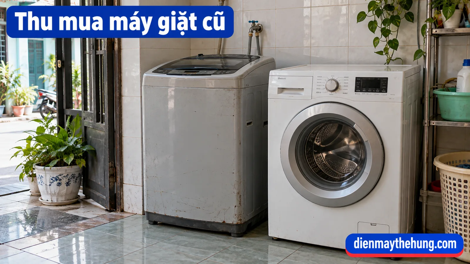 Máy giặt cửa trên và cửa trước đã qua sử dụng